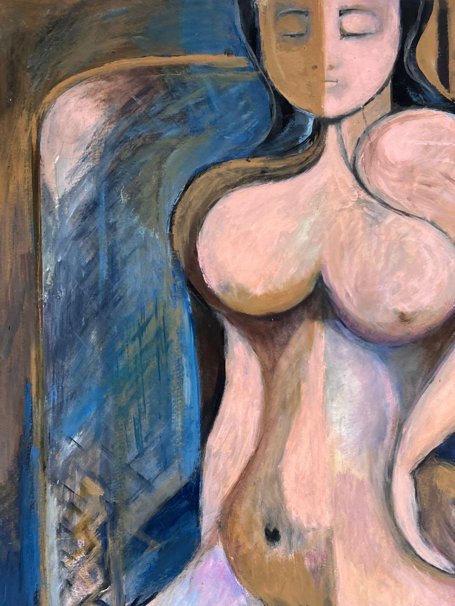 Nude Model
by Helene Dadone (French cubist artist, 20th century)
signed with initials 
oil on board, unframed
board: 29.5 x 21.5 inches
provenance: private collection, France
condition: very good and sound condition