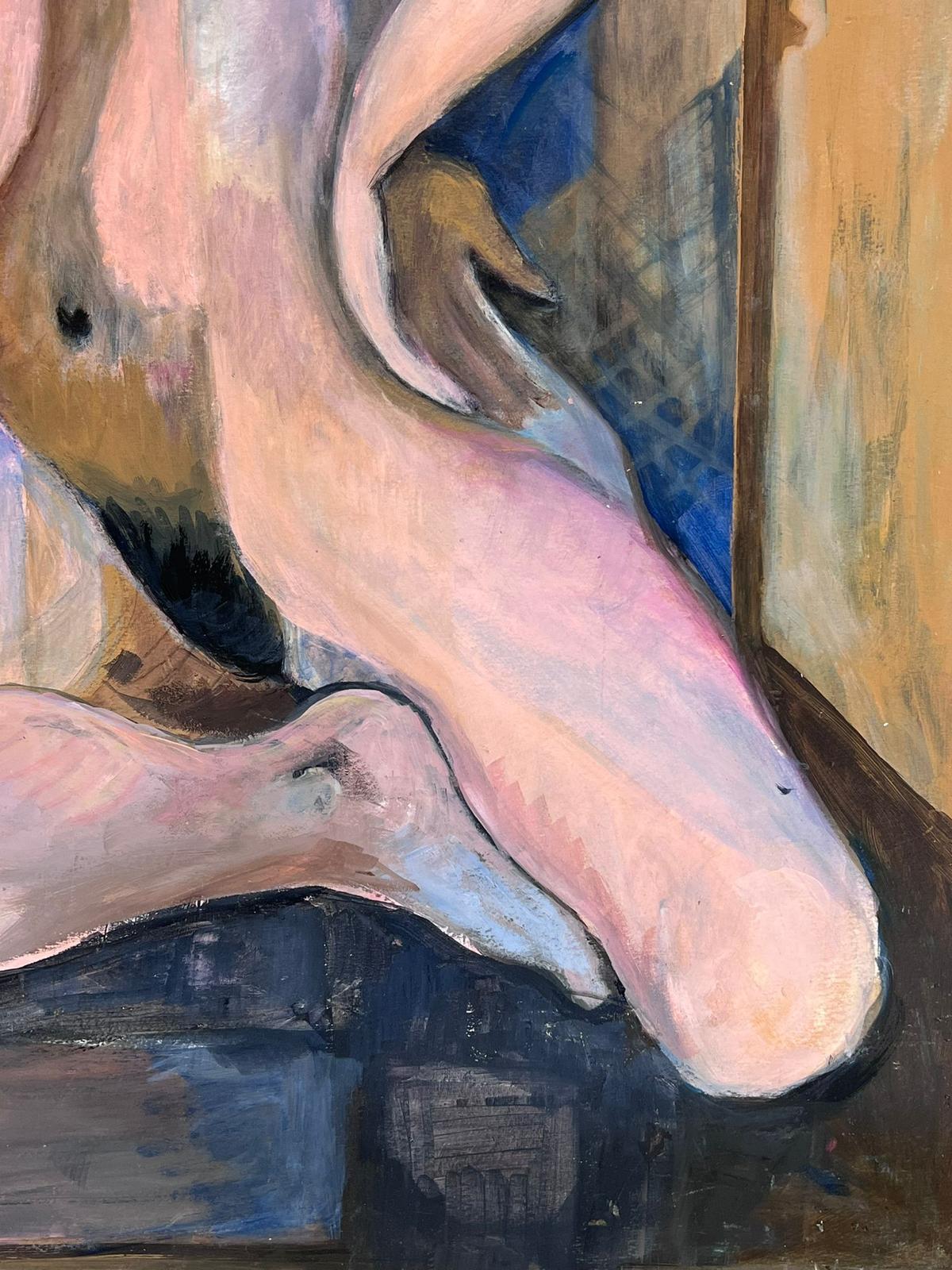 Large 20th Century French Cubist Nude Portrait of Lady Picasso Style Oil For Sale 3