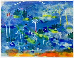 Along the red river Hélène Duclos 21st Century painting contemporary art blue 