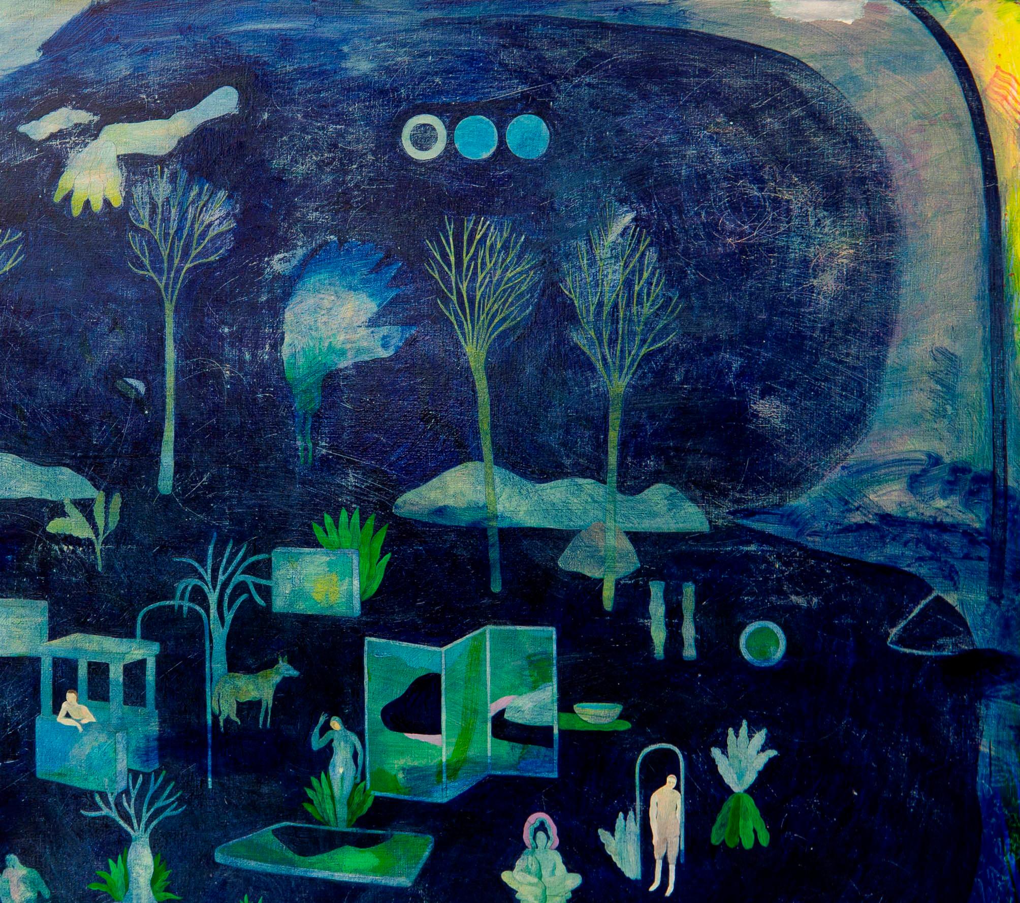 An era without rules Hélène Duclos 21st Century painting landscape art blue sky For Sale 1