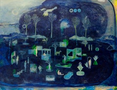 An era without rules Hélène Duclos 21st Century painting landscape art blue sky