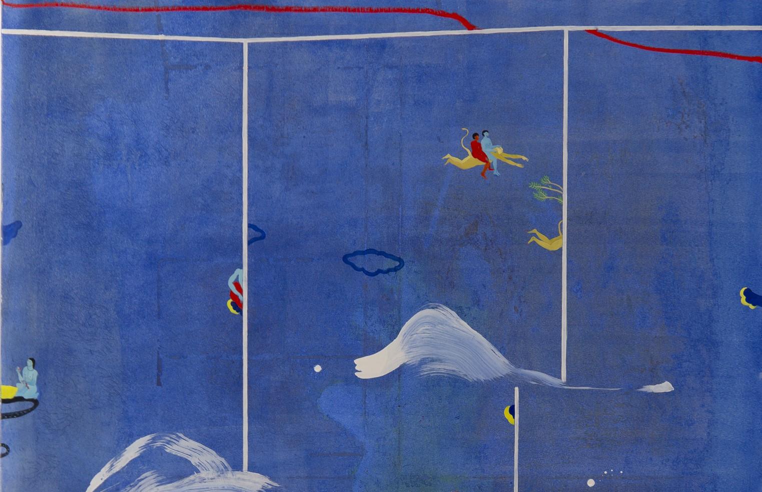 Am Meer Hélène Duclos Zeitgenössische Kunst Gemälde blau Landschaft Himmel im Angebot 2