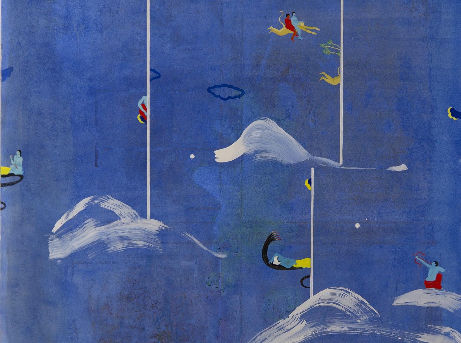 Am Meer Hélène Duclos Zeitgenössische Kunst Gemälde blau Landschaft Himmel im Angebot 4