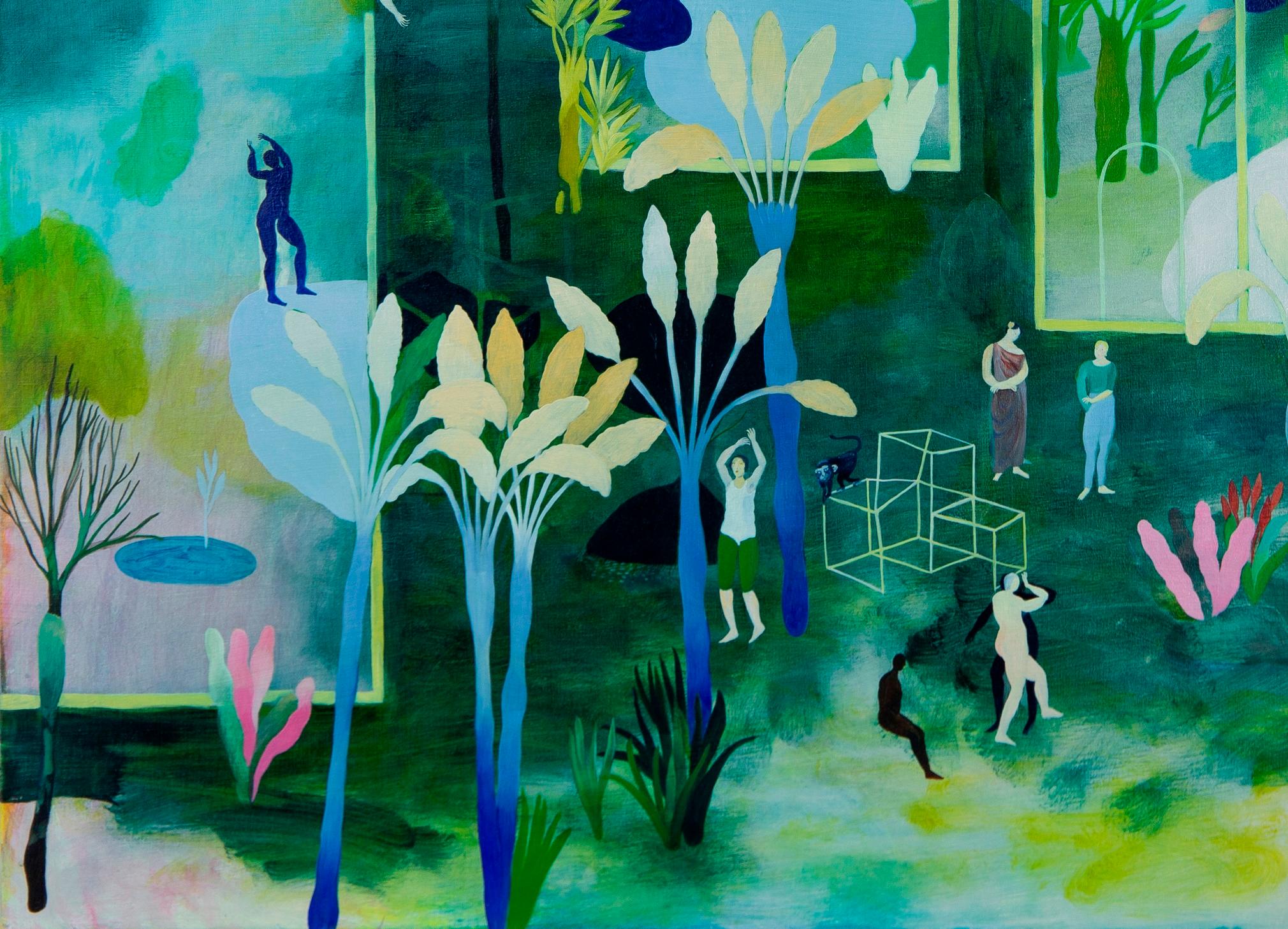 Attraversamento di specchi #2 Hélène Duclos 21° secolo pittura paesaggio arte verde in vendita 3