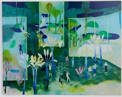 Crossing mirrors #2 Hélène Duclos 21st Century painting landscape art green