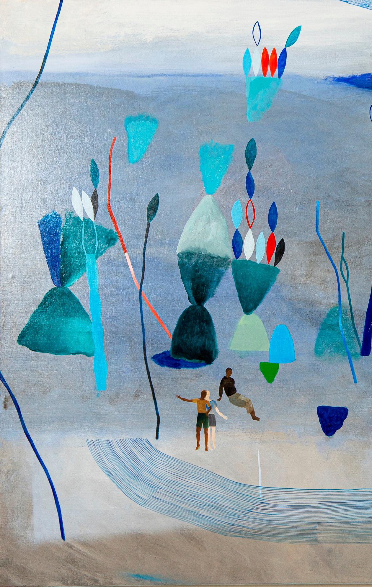 Nicht zurückziehen Sie unsere Schritte #1 - Hlne Duclos, 21. Jahrhundert, Zeitgenössisches Kunstblau – Painting von Hélène Duclos