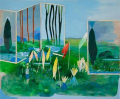 Multiple worlds #2 Hélène Duclos Contemporary painting landscape art nature blue