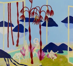 Nesting Hélène Duclos Contemporary painting colour art landscape dream woman sky