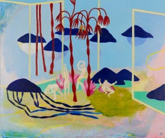 Nesting Hélène Duclos Contemporary painting colour art landscape dream woman sky