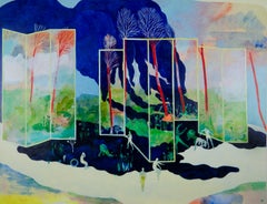 Nids #1 Hélène Duclos 21ème siècle peinture paysage art contemporain bleu 