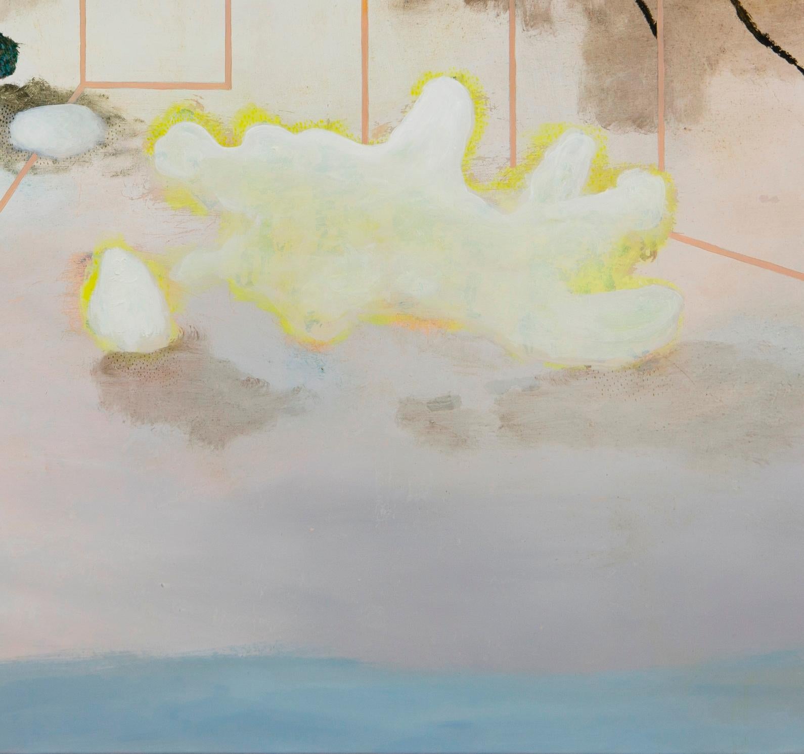 Off fields #3 Hélène Duclos 21st Century painting abstract landscape cream art For Sale 1