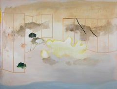 Abseits der Felder #3 Hélène Duclos 21. Jahrhundert Malerei abstrakte Landschaft Creme Kunst