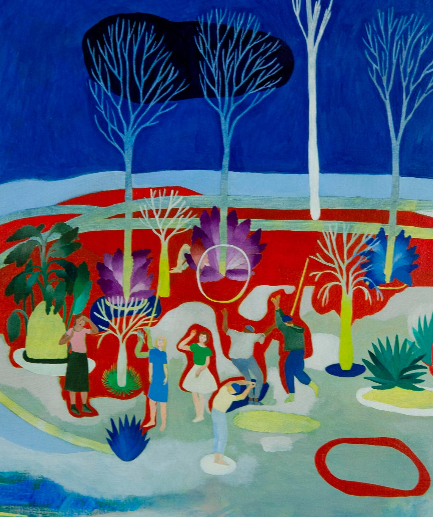 Distorsion du signal #1 Hélène Duclos peinture 21ème siècle paysage bleu rouge art en vente 2
