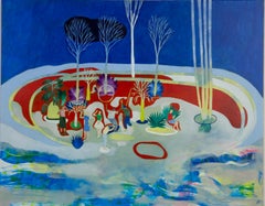 Signal distortion #1 Hélène Duclos 21st Century painting landscape blue red art