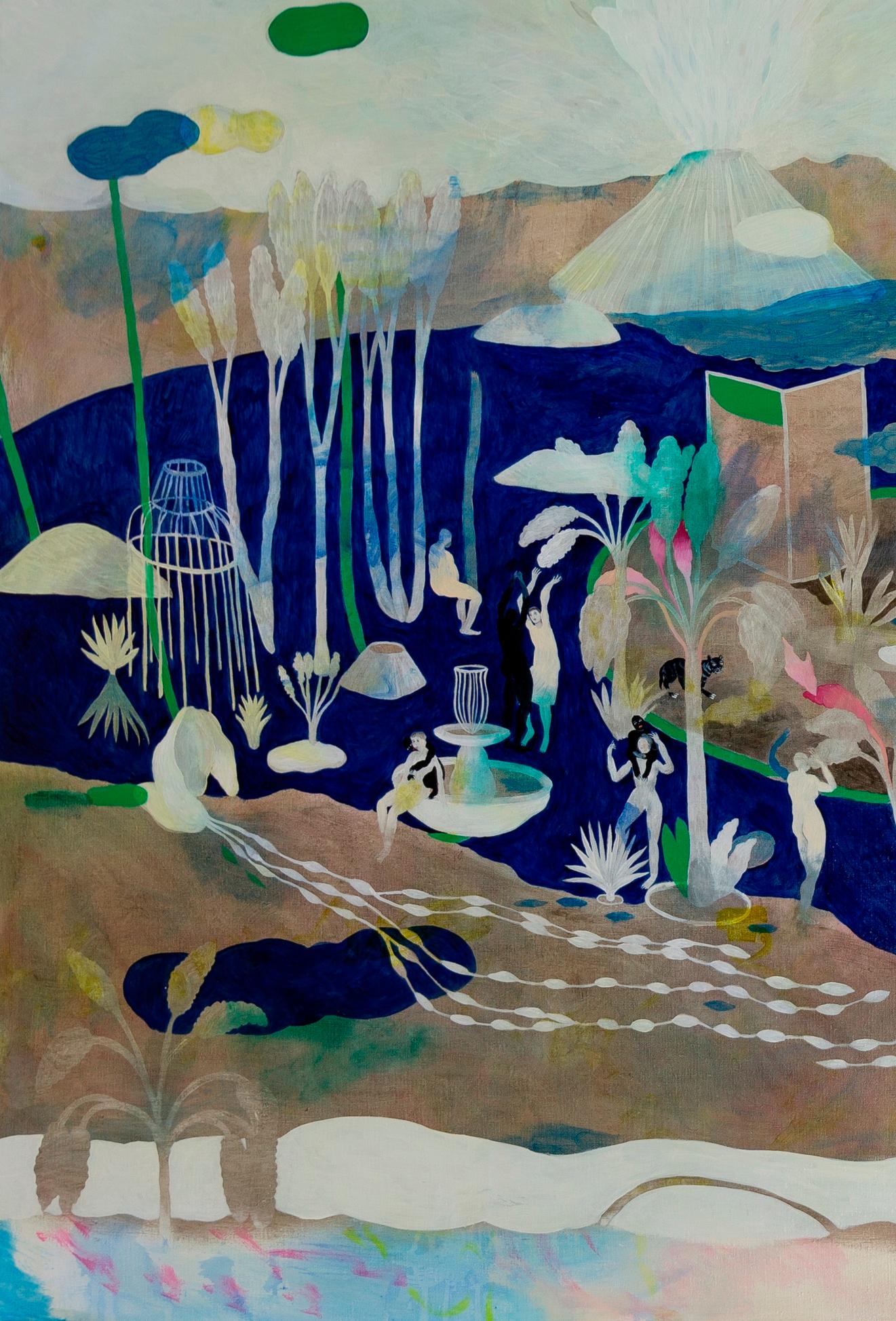 L'archipel des volcans laiteux Hélène Duclos peinture du 21e siècle paysage en vente 1