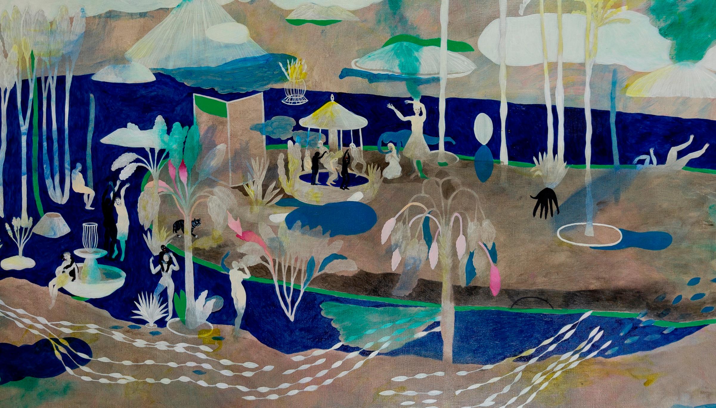 L'archipel des volcans laiteux Hélène Duclos peinture du 21e siècle paysage en vente 4