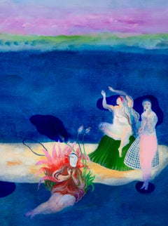 The bird of the island Hélène Duclos Contemporary art painting blue sky dance