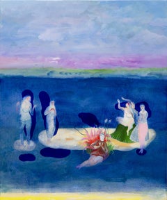 The bird of the island Hélène Duclos Contemporary art painting blue sky dance