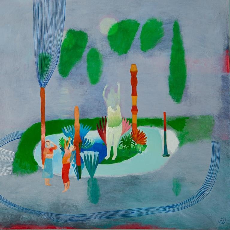 The disappearance of the tutelary genius #7 Hélène Duclos 21st Century art green For Sale 1