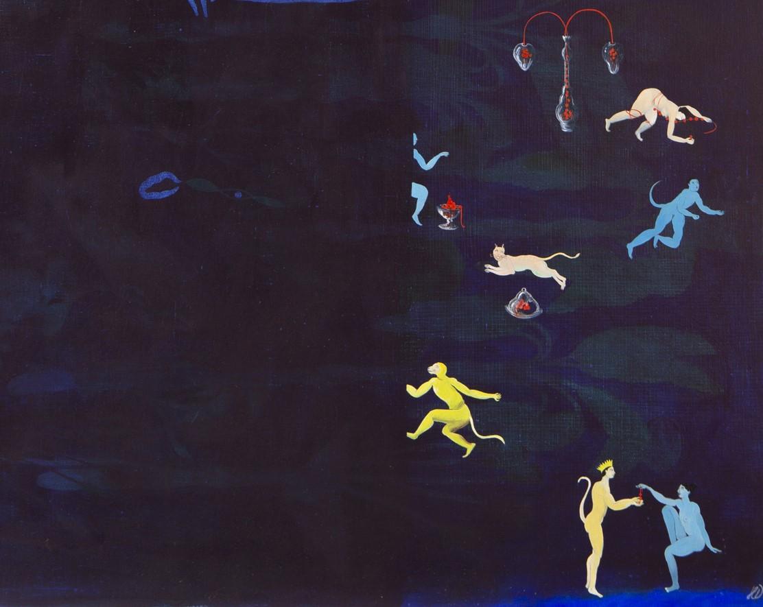 Il dono dell'uccello notturno Hélène Duclos Arte contemporanea pittura paesaggio in vendita 1
