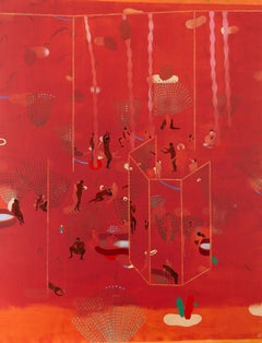 The moon is reflected in the mirrors #2 Hélène Duclos Contemporary art painting