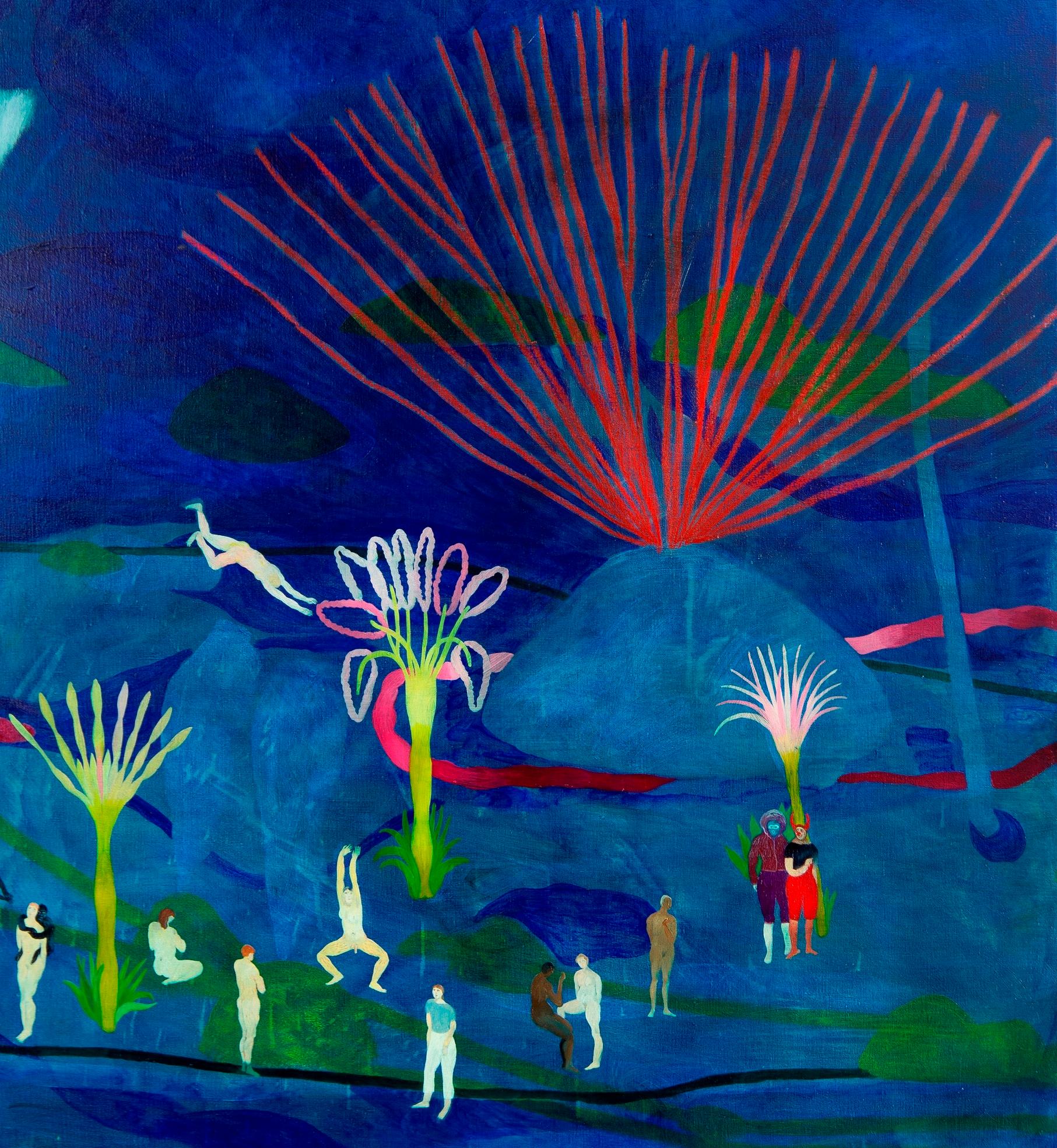 Le lit de la rivière #1 Hélène Duclos 21ème siècle peinture paysage art bleu diptyque en vente 2