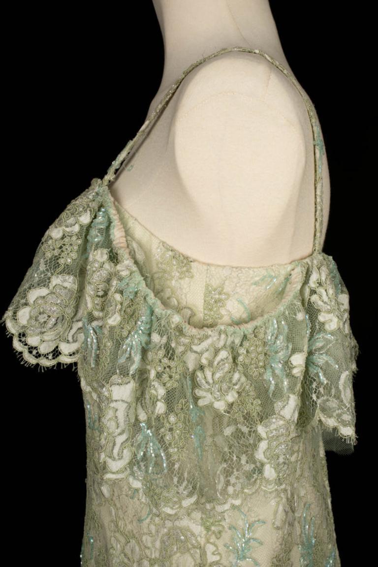 Helene Gainville Floral Pattern Lace Dress For Sale 5