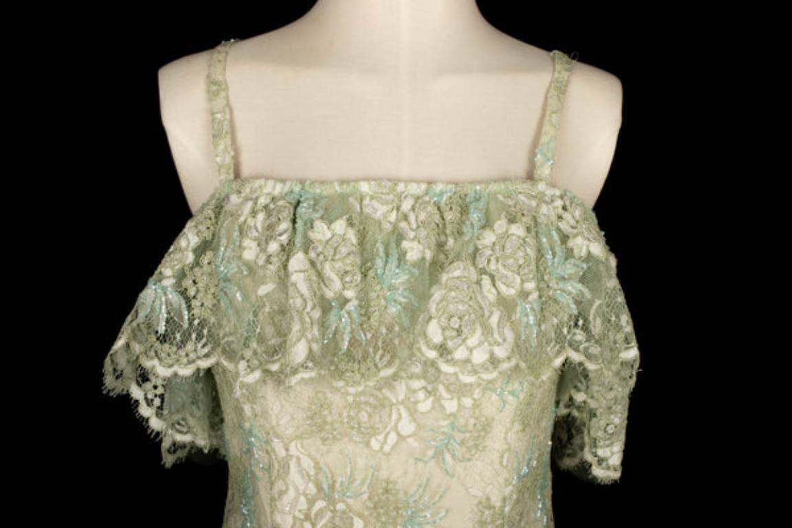 Women's Helene Gainville Floral Pattern Lace Dress For Sale