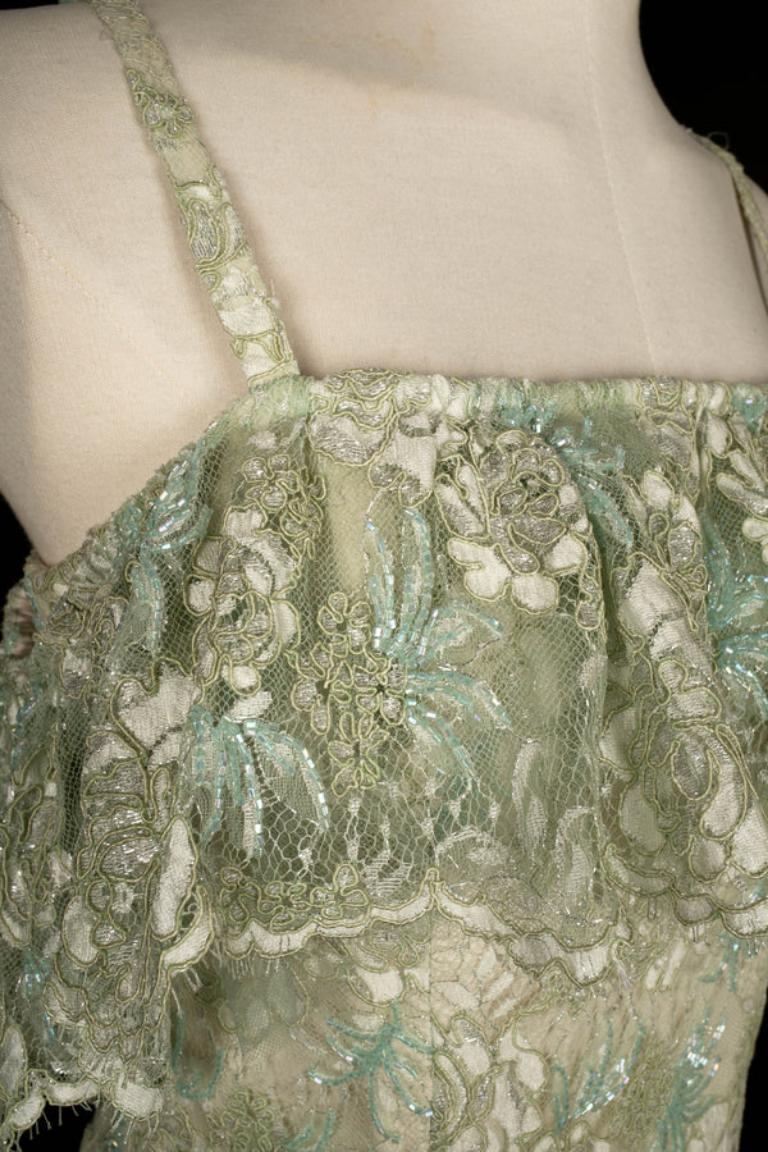 Helene Gainville Floral Pattern Lace Dress For Sale 1