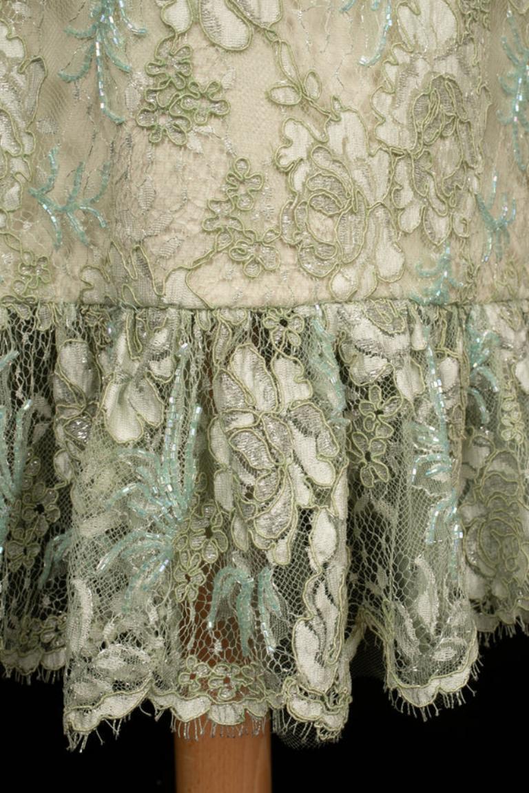 Helene Gainville Floral Pattern Lace Dress For Sale 3