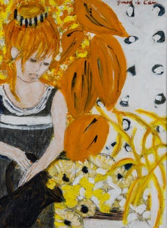 Woman Surrounded by Golden Flowers