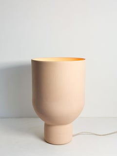 Helene Lamp by Kalou Dubus, Raw Stoneware, Pink Ceramic Vessel Light