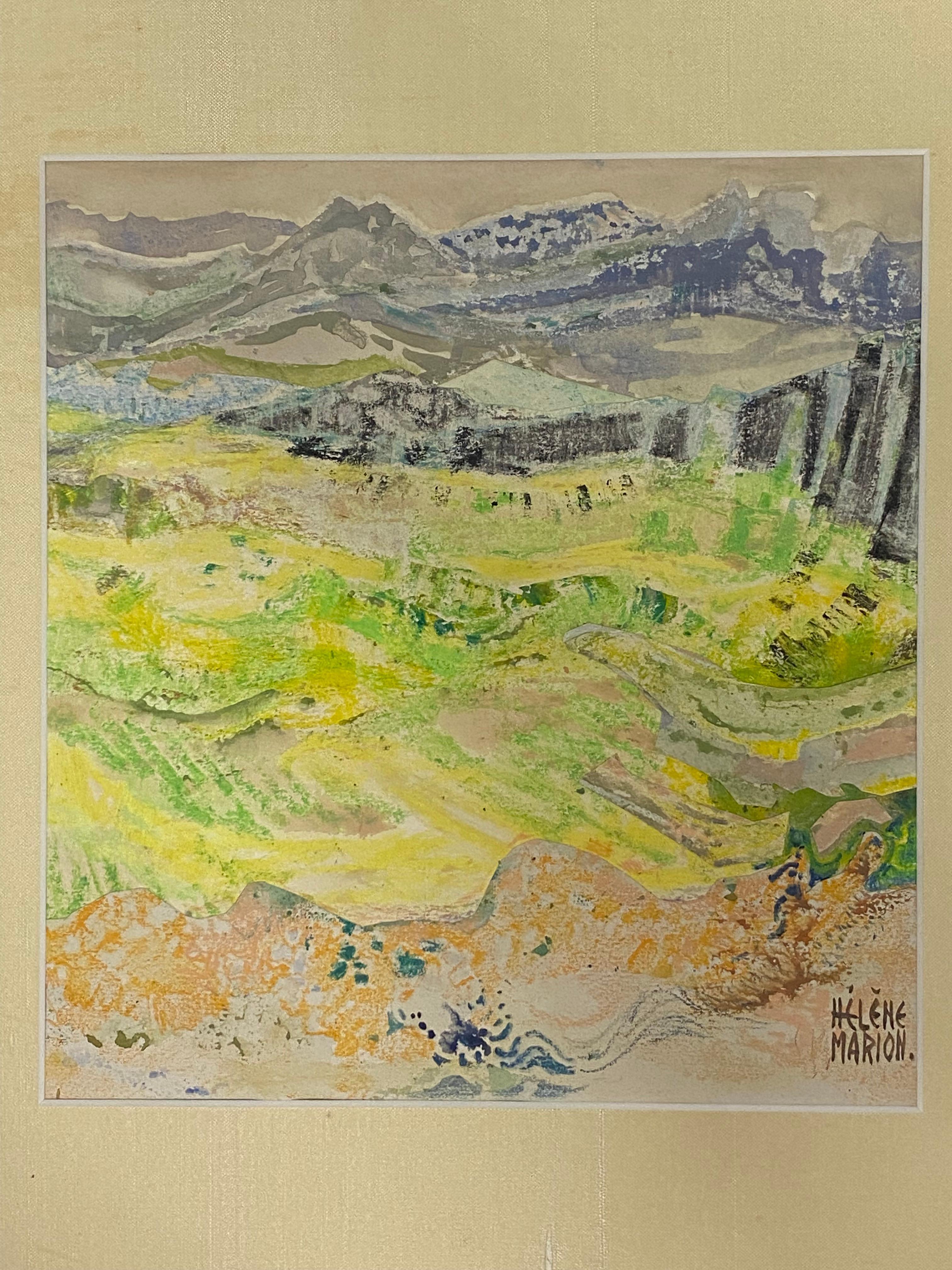 French Helene Marion Mid Century Modern Landscape Collage For Sale