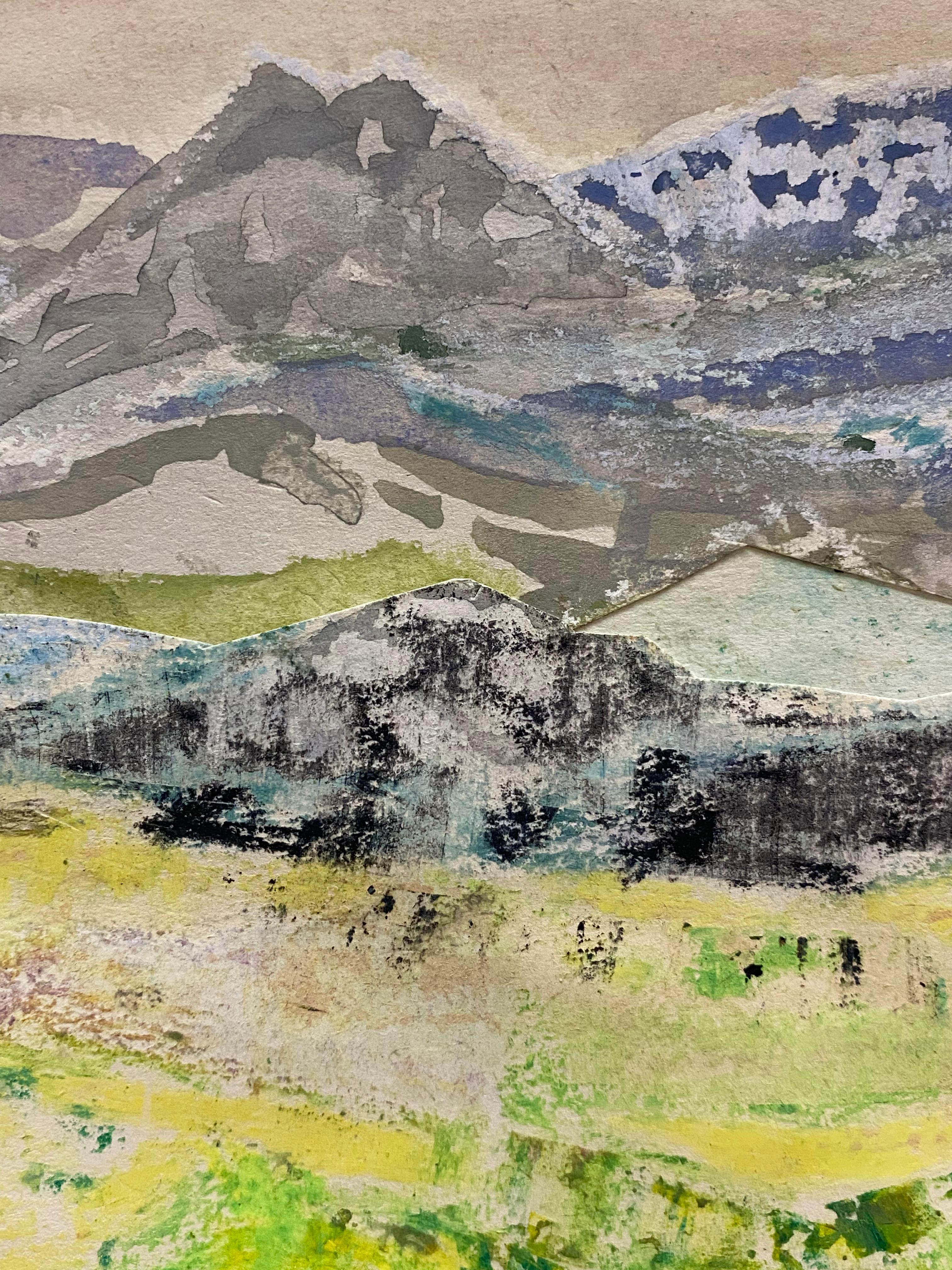 Collage de paisaje moderno de mediados de siglo de Helene Marion Pintado a mano en venta
