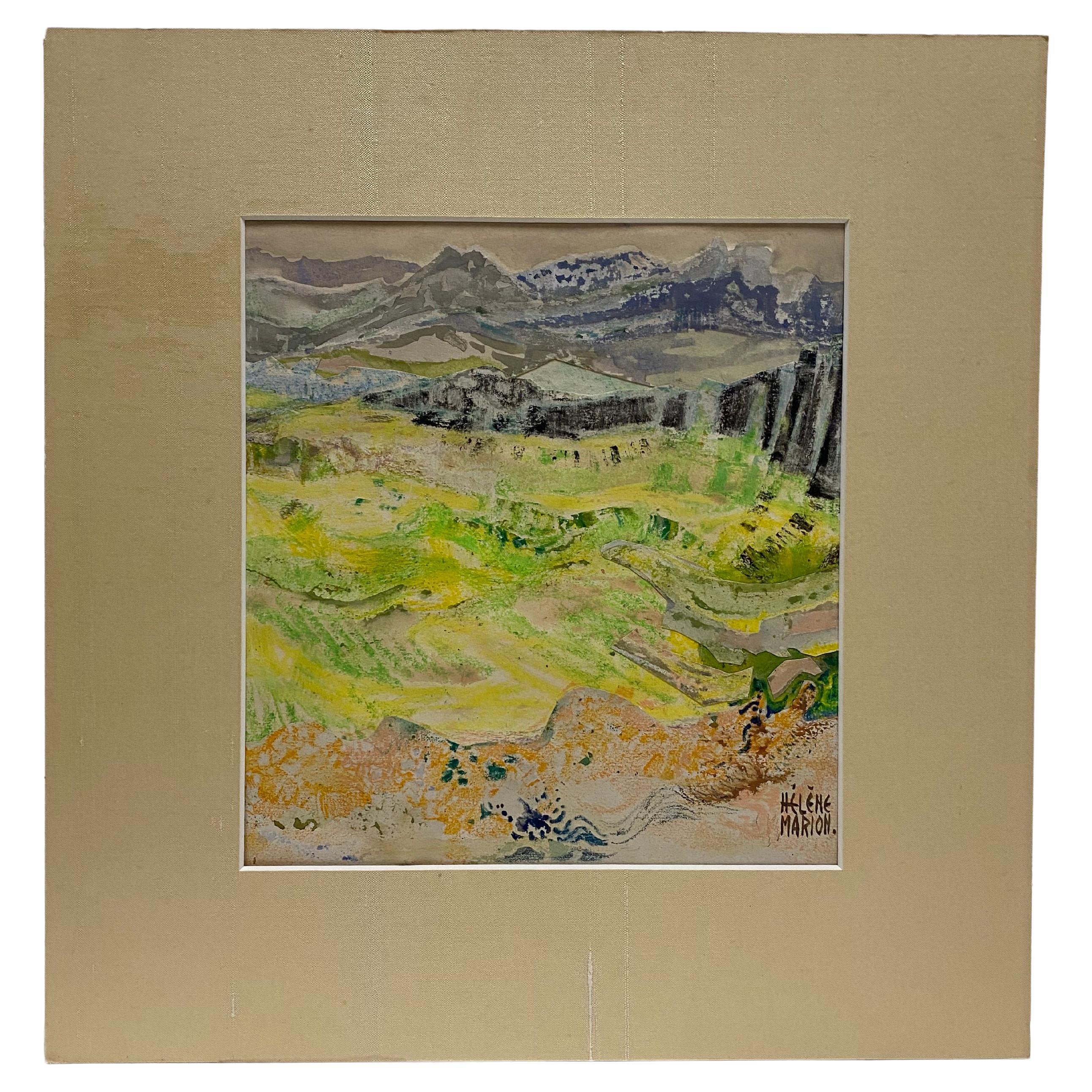 Helene Marion Mid Century Modern Landscape Collage For Sale