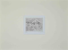 Bird and Cat - Original Print by Helène Neveur - 1970s