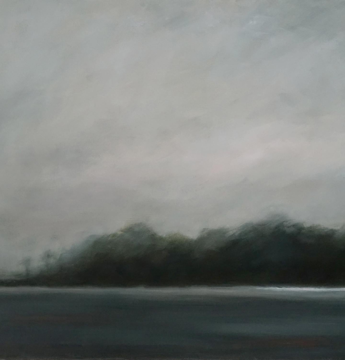 Nebbia del mattino I  Hilton Head Impressionismo Paesaggio Olio su tela Spiaggia del mattino - Painting di Helene Robinson