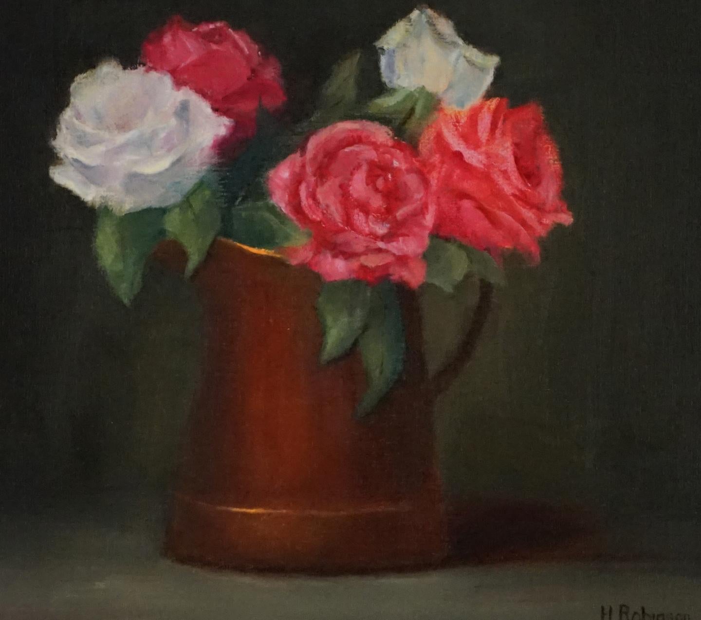 Roses in Antique Copper Pot    Realism Oil 9