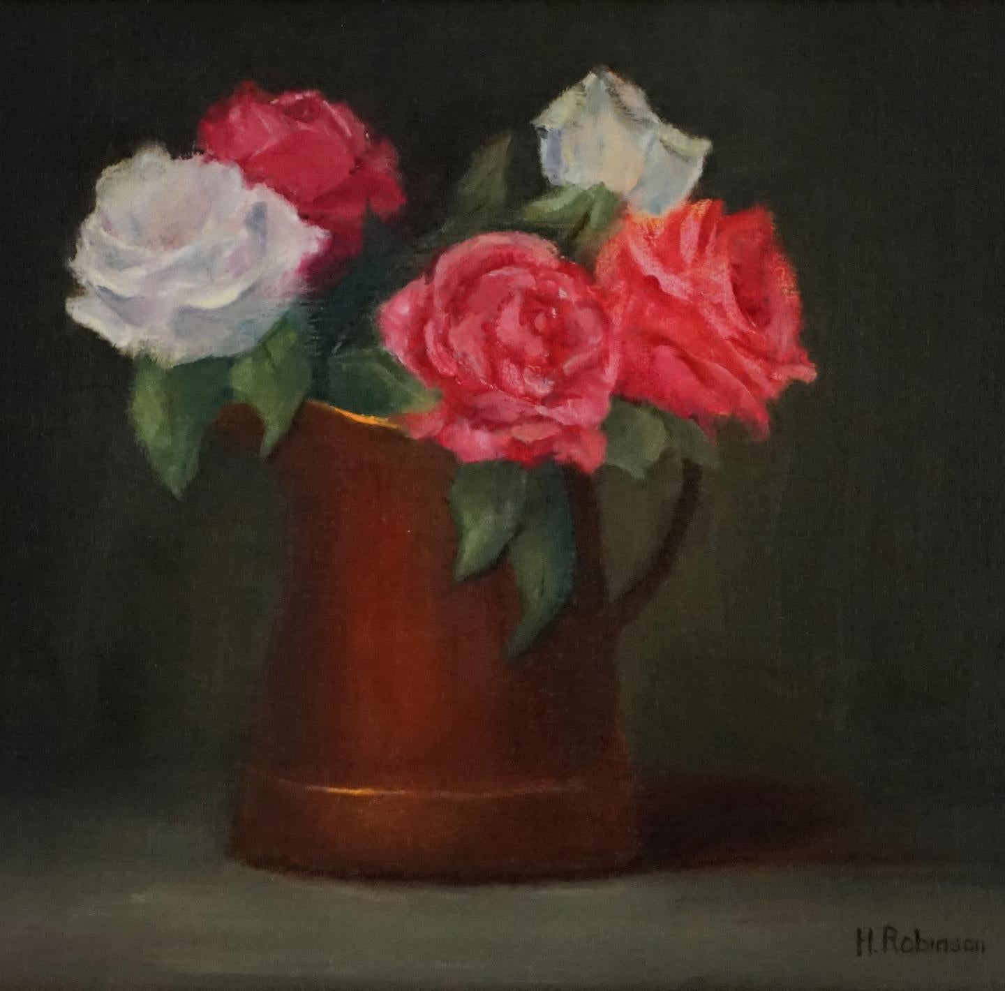 Roses in Antique Copper Pot    Realism Oil 9