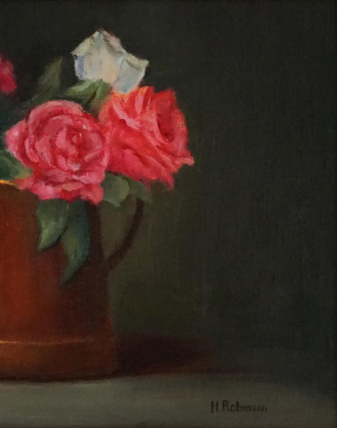 Roses in Antique Copper Pot    Realism Oil 9