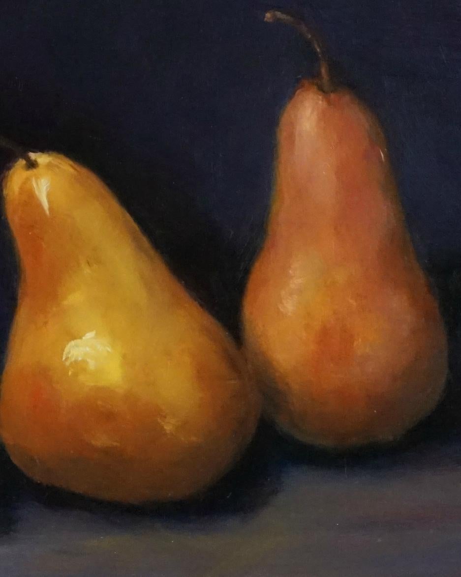 Three Pears    Painted in the Style of Realism, Oil Texas Artist 9 x 12 $1500 - Realist Painting by Helene Robinson