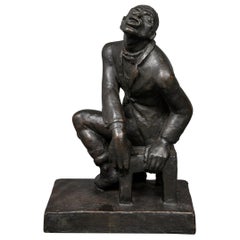 Helene Sardeau Sculpture en bronze coulé de la chanteuse de jazz française Art déco