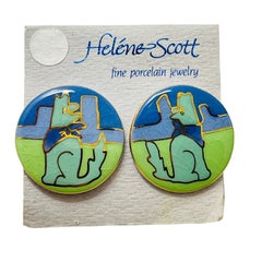 HELENE SCOTT vintage hand made porcelain earrings