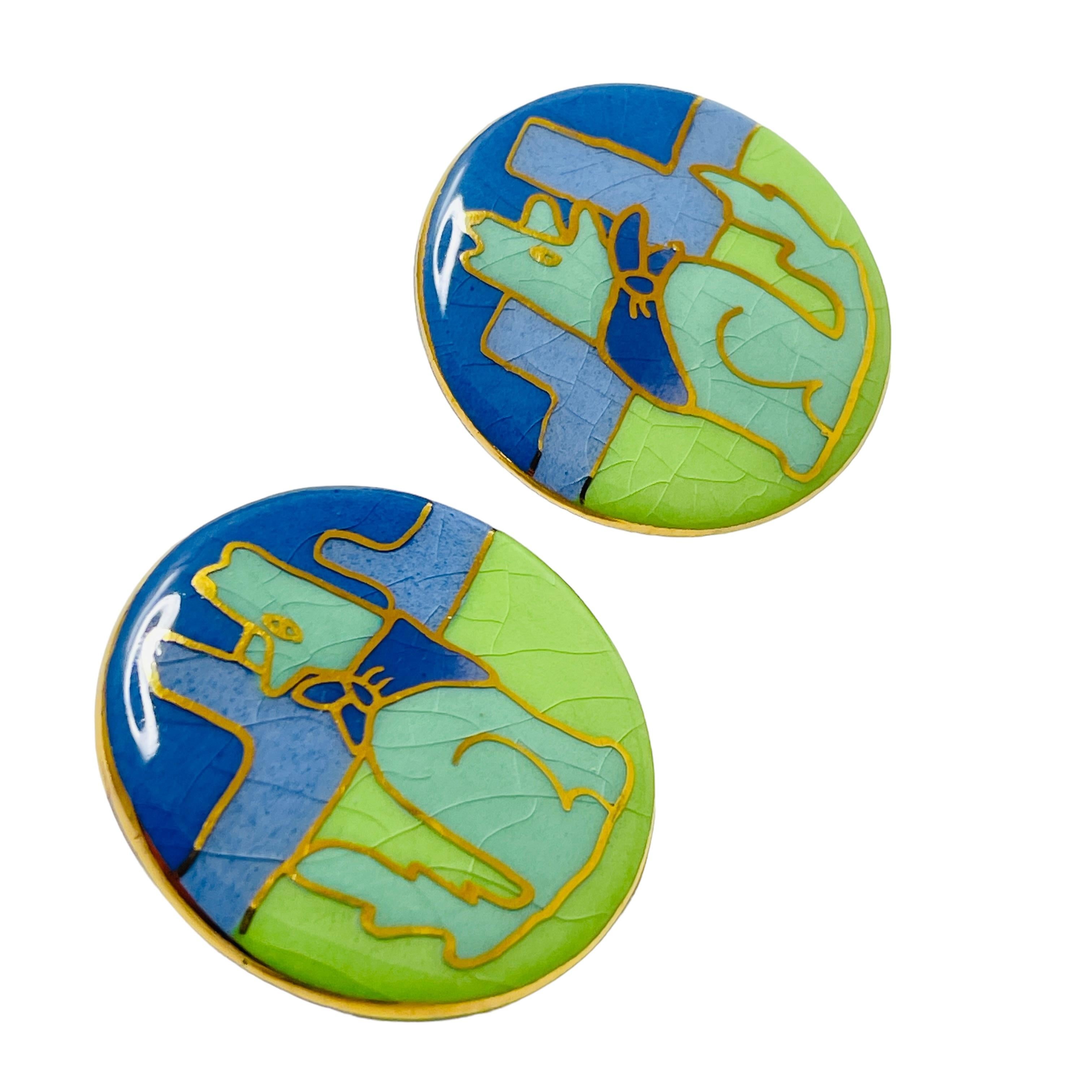 Women's HELENE SCOTT vintage hand made porcelain earrings For Sale