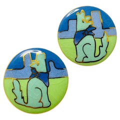 HELENE SCOTT vintage hand made porcelain earrings