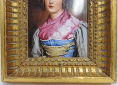 Helene Sedlmayer of Germany Transferware on Porcelain in Gilt Frame