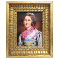 Helene Sedlmayer of Germany Transferware on Porcelain in Gilt Frame