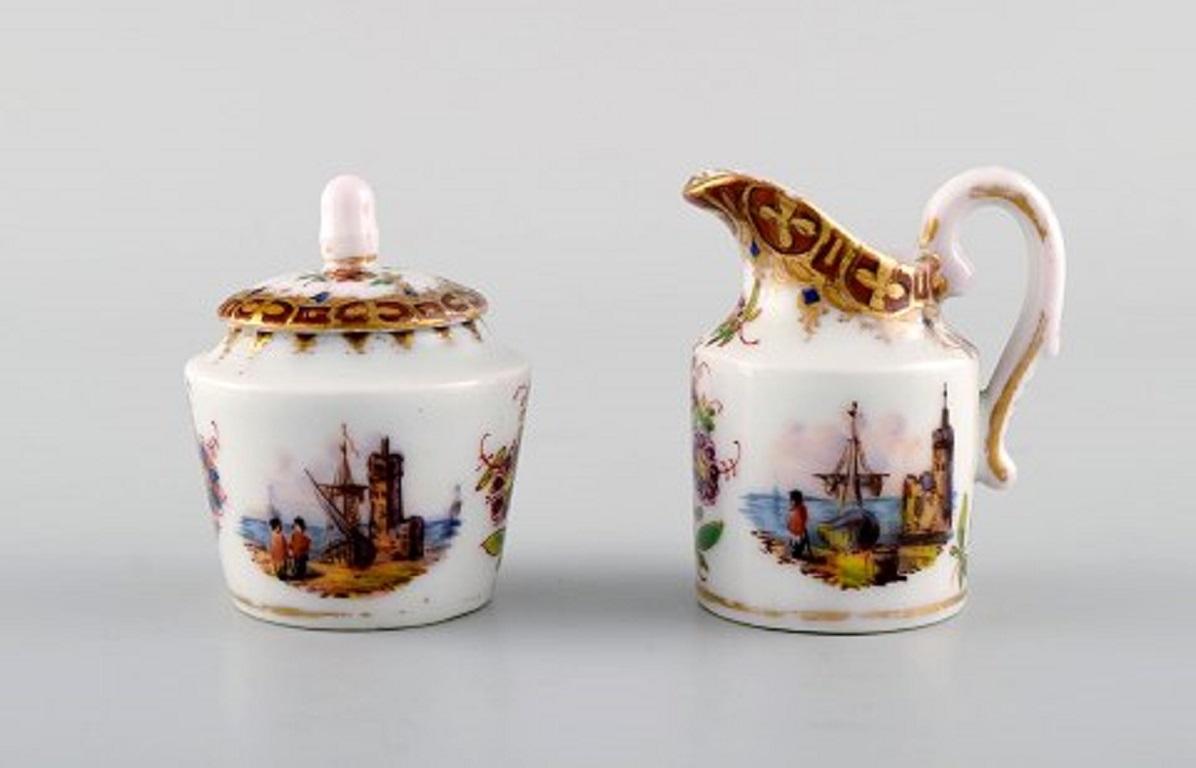 Helene Wolfsohn Dresden, Tête-à-Tête Tea Set in Hand Painted Porcelain In Excellent Condition In København, Copenhagen