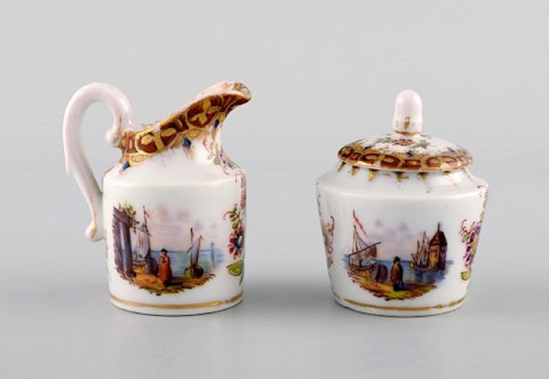 19th Century Helene Wolfsohn Dresden, Tête-à-Tête Tea Set in Hand Painted Porcelain