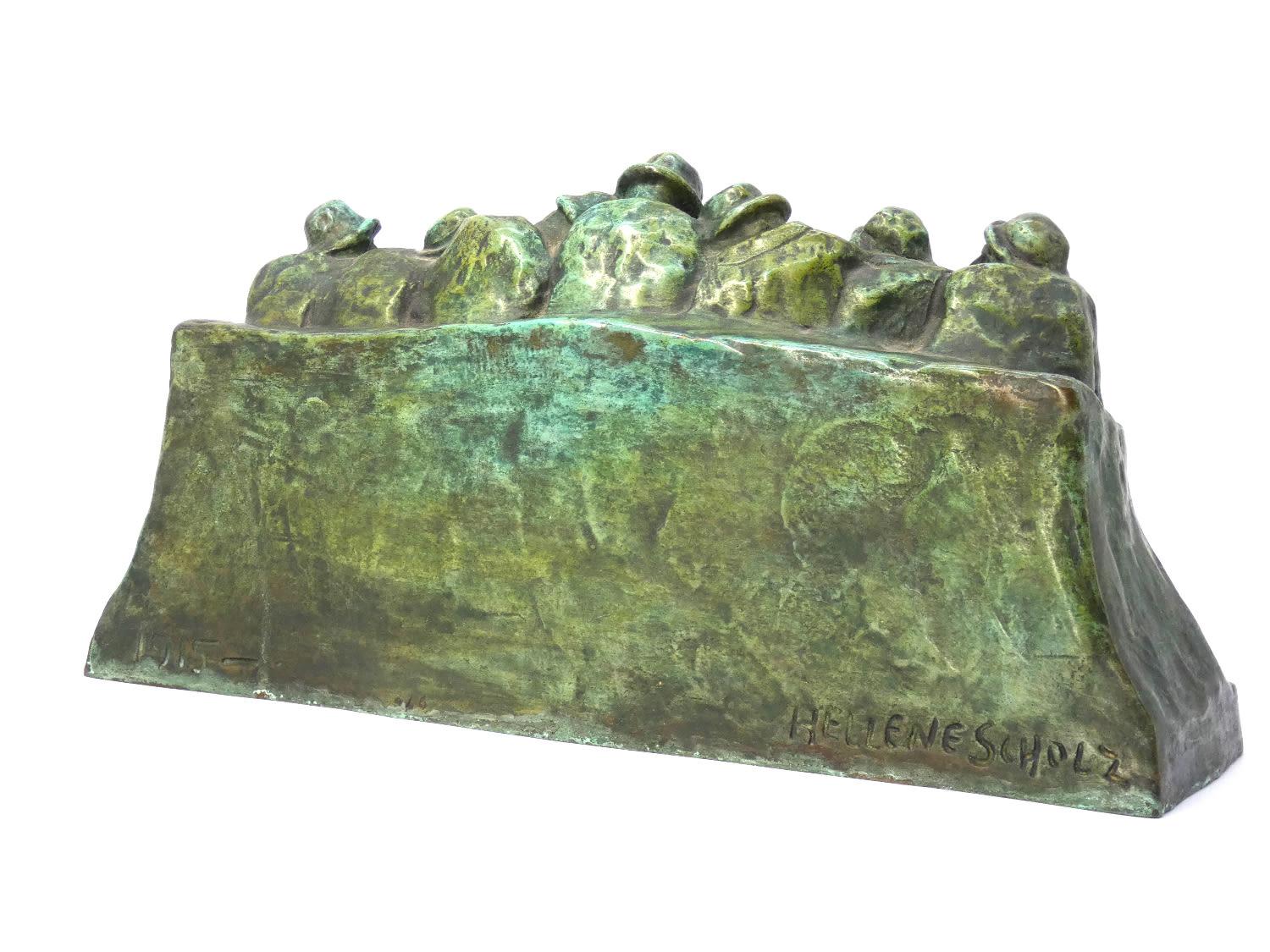 Early 20th Century HÉLÈNE ZELEZNY-SCHOLTZ (1882-1974). A bronze sculpture “Reading of the newspaper For Sale